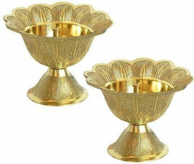 NAVYAKSH Brass (Pack of 2) Table Diya Set(Height: 1.8 inch)