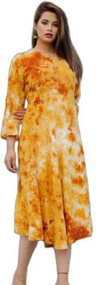 Pinkcity Women A-line Multicolor Below Knee Dress