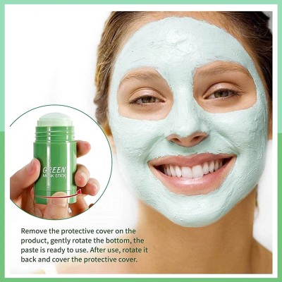 LILLYAMOR Green Tea Purifying Clay Stick Mask Oil Control Anti-Acne Eggplant Solid Fine, Portable Cleansing Mask Mud Apply Mask(40 g)