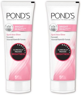 POND's Bright Beauty Spot-less Glow  With Vitamins, Removes Dead Skin Cells & Dark Spots, Double Brightness Action, All Skin Types 2PCS Face Wash(400 g)