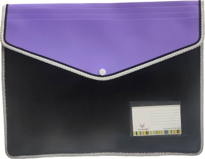kolor nine ®- PVC Plastic My Clear bag Opaque Folder Button Document Bag | PVC Water Proof Button Document Holder | Document Pouch for Office and Personal Use | Pack of 1-Purple(Set Of 1, Purple)