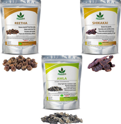 Havintha Natural Amla Reetha Shikakai Combo Pack (Raw form) for Hair - Each 100 gm(300 g)