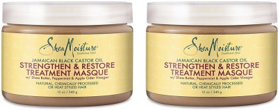 Shea Moisture Jamaican Black Castor Oil Strengthen & Restore Treatment Masque 12 Oz, Pack of 2(340 ml)