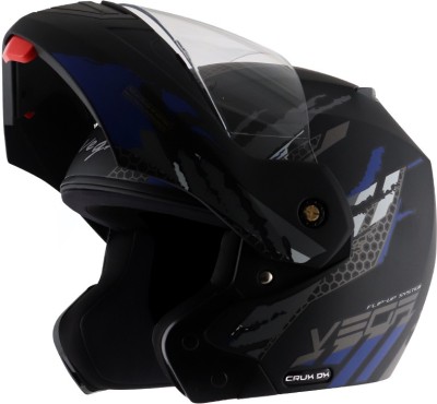 VEGA CRUX DX FLEX Motorbike Helmet(Black ,Blue)