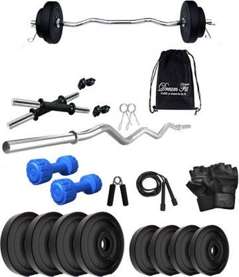 DreamFit 20 kg 20 kg Home gym with 3 ft Curl Rod Free pair of 2 kg pvc Dumbbells (2 kg x 2 = 4 kg) And Accessories Home Gym Combo