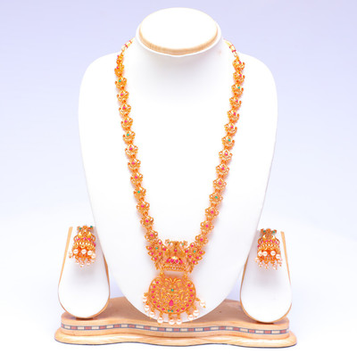 Ethnicking Brass, Copper, Alloy Gold-plated Maroon, Gold, Green Jewellery Set(Pack of 1)