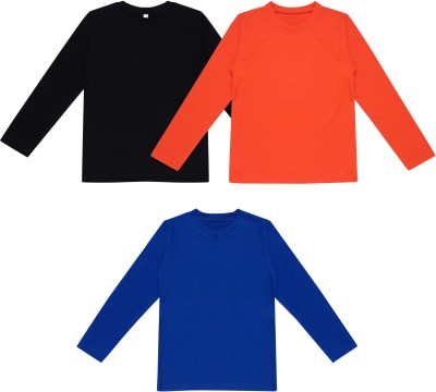 DIAZ Boys Solid Pure Cotton T Shirt(Multicolor, Pack of 3)