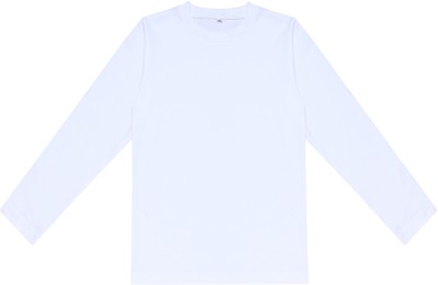 JP VENTURE Boys & Girls Solid Polyester Regular T Shirt(White, Pack of 1)