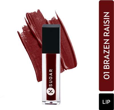 SUGAR Cosmetics Smudge Me Not Mini Liquid Matte Lipstick,Transferproof & Enriched with Vitamin E(01 Brazen Raisin, 1.1 g)