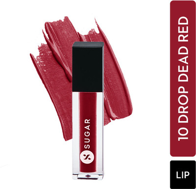 SUGAR Cosmetics Smudge Me Not Mini Liquid Matte Lipstick,Transferproof & Enriched with Vitamin E(10 Drop Dead Red, 1.1 g)