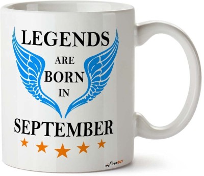 FirseBUY Funny Legends are Born in September Printed Ceramic Coffee for Men, Father, Brother, Son, Husband, Boyfriend (White) 325ml Ceramic Coffee Mug(325 ml)