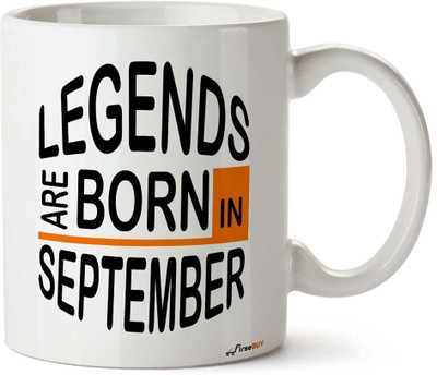 FirseBUY Legends are Born in September Funny Printed Ceramic Coffee Mug(325 ml)