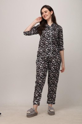 berrylicious Women Printed Grey Shirt & Pyjama set
