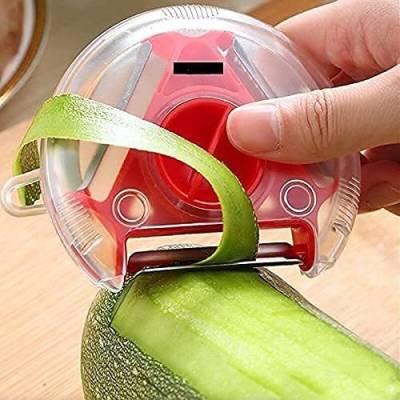 PRM 3 in 1 Vegetable Pealer, Multifunctional Fruit Peelers with 3 Sharp Blades and Protective Covers, Stainless Steel Peelers Durable for Peeling Apple Potato Tomato (Multi Colour) Straight Peeler