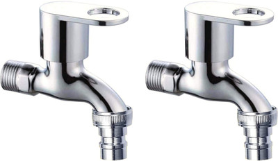 DRIZZLE Nozzle Bib Cock / Washin Machine Tap Chrome Plated (Metal) - Pack of 2 Nozzle Cock Faucet(Wall Mount Installation Type)