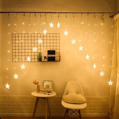 spark world 138 LEDs 3.51 m Yellow Color Changing, Flickering, Steady Star Rice Lights(Pack of 1)