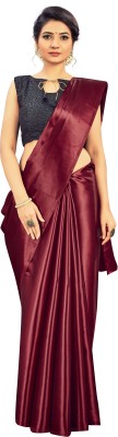 SHOPATRA Solid/Plain Bollywood Art Silk Saree(Maroon)