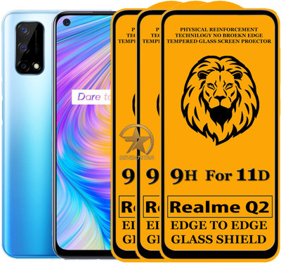 HQ Protection Edge To Edge Tempered Glass for Realme Q2(Pack of 3)
