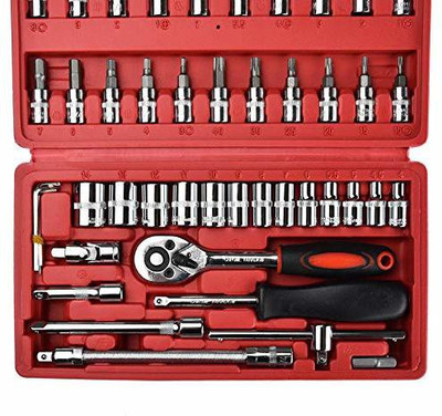 GREATENTERPRISE 46 in 1 Pcs Tool Kit & Screwdriver and Socket Set Multi Purpose Combination Tool Case Precision Socket Set Long Handle Screwdriver Set(Pack of 1)