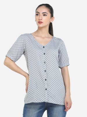 adyuth Women Polka Print Casual Grey Shirt
