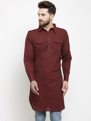 Sayesha Men Solid Pathani Kurta(Maroon)