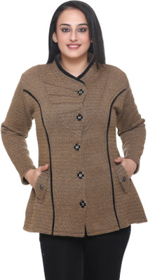 PIPASA WOMEN Self Design V Neck Casual Women Beige Sweater