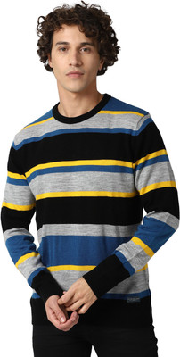 PETER ENGLAND Striped Round Neck Casual Men Multicolor Sweater