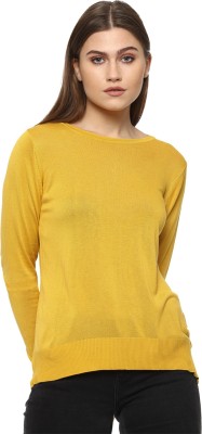 VAN HEUSEN Solid Round Neck Casual Women Yellow Sweater