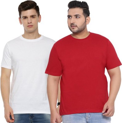 Organic Chics Solid Men Round Neck White, Red T-Shirt