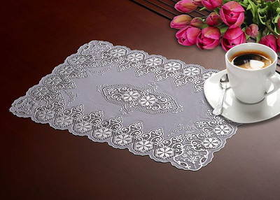DELHI PVC CORP Rectangular Pack of 6 Table Placemat(Silver, Lace)