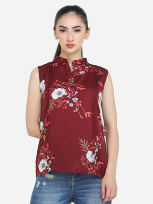 adyuth Casual Printed Women Maroon Top
