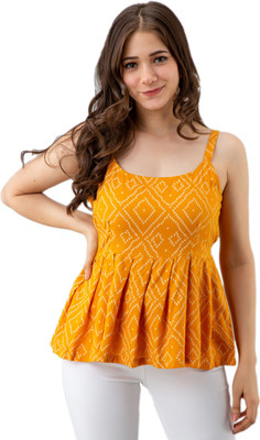 Labelmadno Casual Printed Women Yellow Top