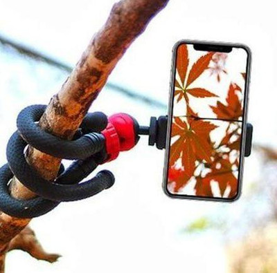 FITUP ™ Camera Flexible Tripod, Cell Phone Tripod 12 Inch Gorilla Tripod Lightweight Bendable Tripod with Heavy Duty Smartphone Stand, Compatible for Action Camera etc. (With Holder And Tripod Adapter) Tripod(Black, Red, Supports Up to 1300 g)