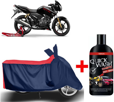 FabAuto Waterproof Two Wheeler Cover for TVS(Apache RTR 160, Blue)