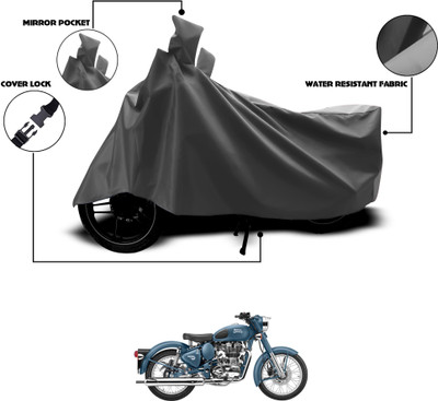 GOSHIV-car and bike accessories Waterproof Two Wheeler Cover for Royal Enfield(Squadron Blue, Grey)