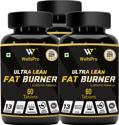 WellsPro Ultra Lean Fat Burner for men & women 180 tablets with 13 ayurvedik ingredients(3 x 60 Tablets)