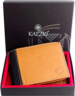 KAEZRI Men Casual, Ethnic, Evening/Party, Formal, Trendy Tan, Black Genuine Leather Wallet(6 Card Slots)