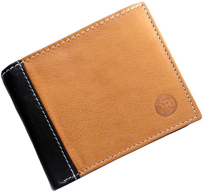 KAEZRI Men Casual, Ethnic, Evening/Party, Formal, Trendy Tan, Black Genuine Leather Wallet(6 Card Slots)