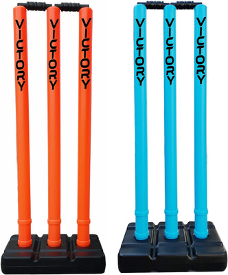 VICTORY Solid Cricket Wickets , Cricket Stump , Cricket Wickets Plastic(Orange, Blue)