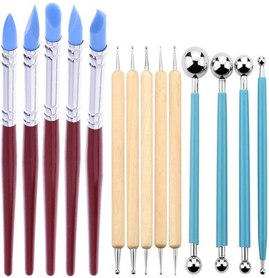 IKIS Modelling Clay & Pottery Clay Sculpting Tools, 5 Wooden Dotting Tools + 5 Rubber Clay Silicone Pens + 4 Ball Stylus Tool IKIS Modelling Clay & Pottery Clay Sculpting Tools, 5 Wooden Dotting Tools + 5 Rubber Clay Silicone Pens + 4 Ball Stylus Tool