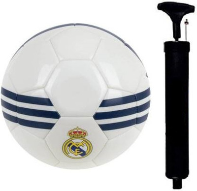 JOJOMART COMBO MADRID FOOTBALL WITH AIR PUMP Football - Size: 5(Standard, Pack of 2, Blue, White)