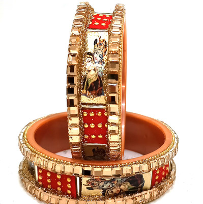Soniaa Creation Alloy Zircon Brass Bangle Set(Pack of 2)