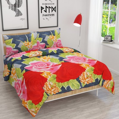 hansika textiles 120 TC Microfiber Double Floral Flat Bedsheet(Pack of 1, Multicolor)