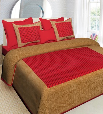 UNIBLISS 144 TC Cotton Double Printed Flat Bedsheet(Pack of 1, Red)