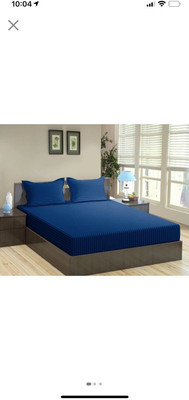 gbl impex Microfiber Double Fitted (Elastic) 400 TC Striped Bedsheet(Pack of 1, Multicolor)