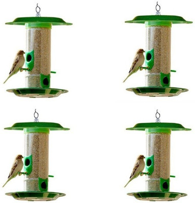 AMIJIVDAYA Medium bird feeder with hut (pack of 4) Window Bird Feeder Bird Feeder(Green)