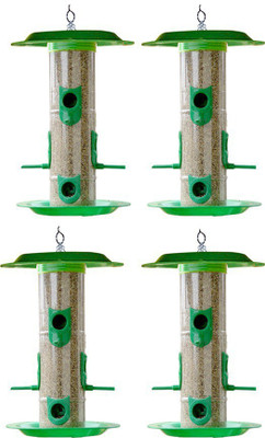 AMIJIVDAYA Large bird feeder with hut (pack of 4) Window Bird Feeder Bird Feeder(Green)