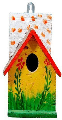 AMIJIVDAYA 1 NO WOODEN HOME WITH COLOR Pole Mount Bird Feeder(Yellow)