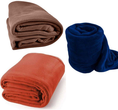 Visnik Solid Single Fleece Blanket for  Mild Winter(Woollen Blend, Multicolor)