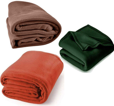 Visnik Solid Single Fleece Blanket for  Mild Winter(Woollen Blend, Multicolor)